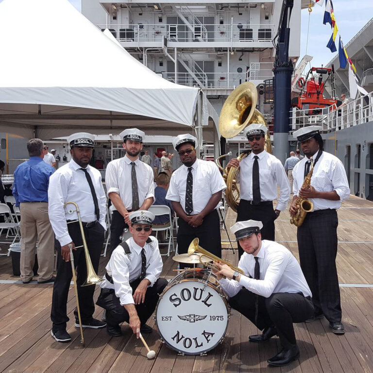 New Orleans second line brass band performing at corporate event