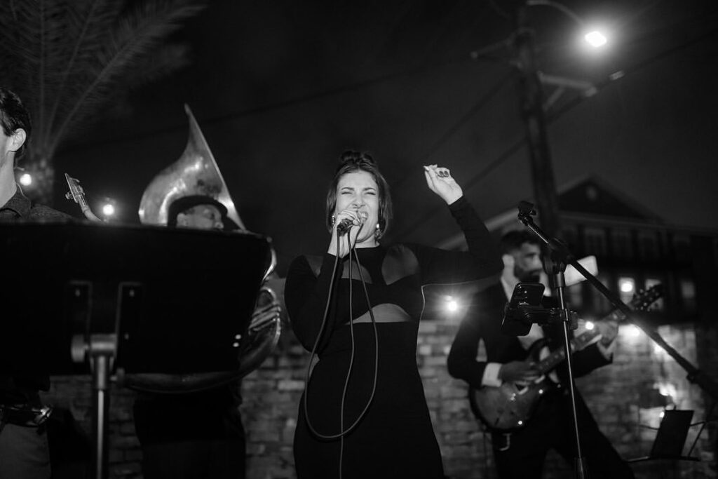 New Orleans wedding band performing live reception music for guests